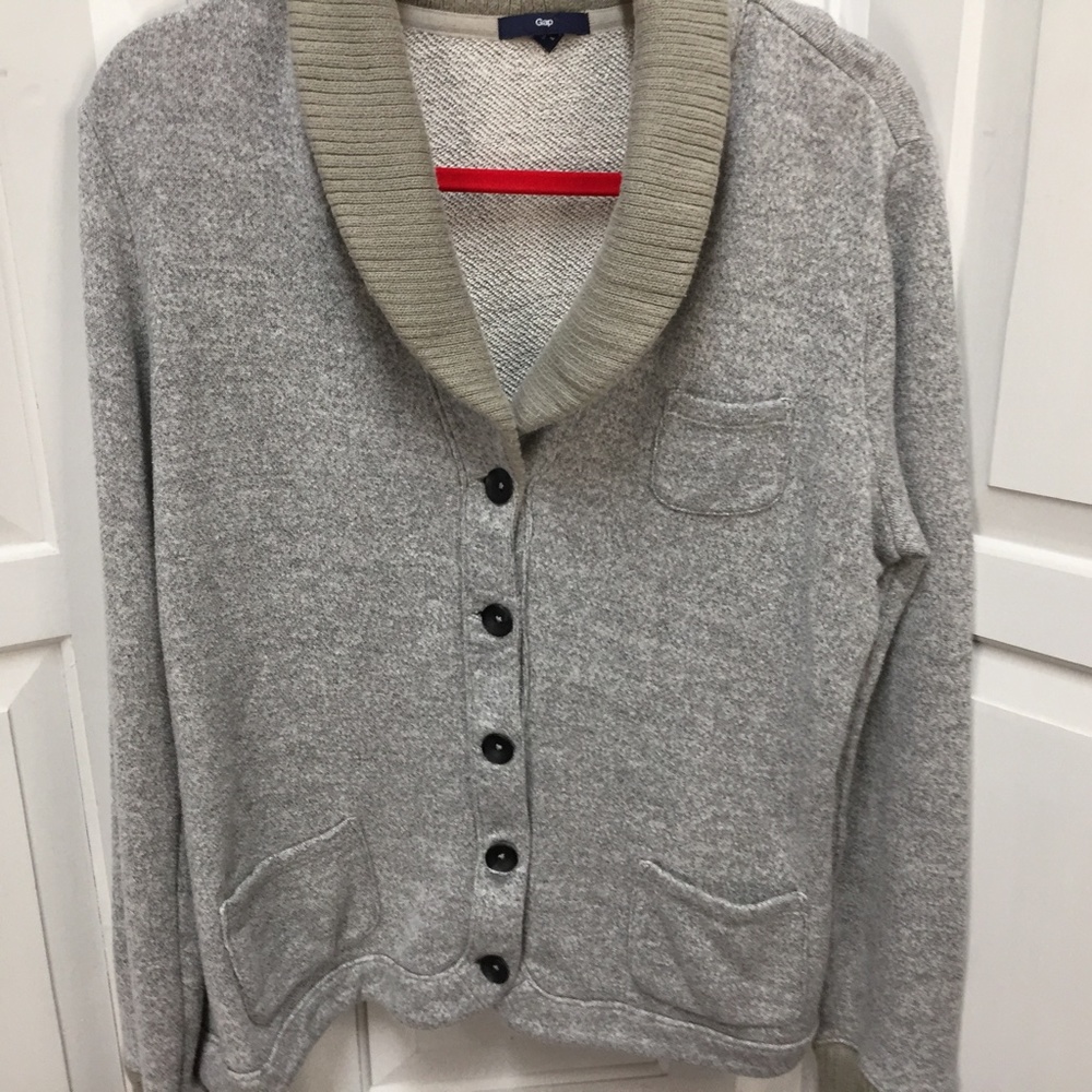 Gap Gray Button Down Knit Jacket - image 3